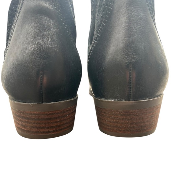 Lucky Brand Belgon Ankle Boots 11 Black Leather Suede Cutouts Pull On - Picture 9 of 14